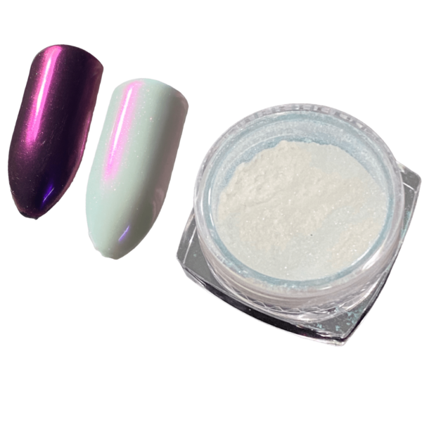 Hvid Pearl Chrome Powder med Pink skær
